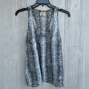 Show Me Your Mumu Sheer Gray Snake Skin Racerback Tank with Chest Pocket Size M